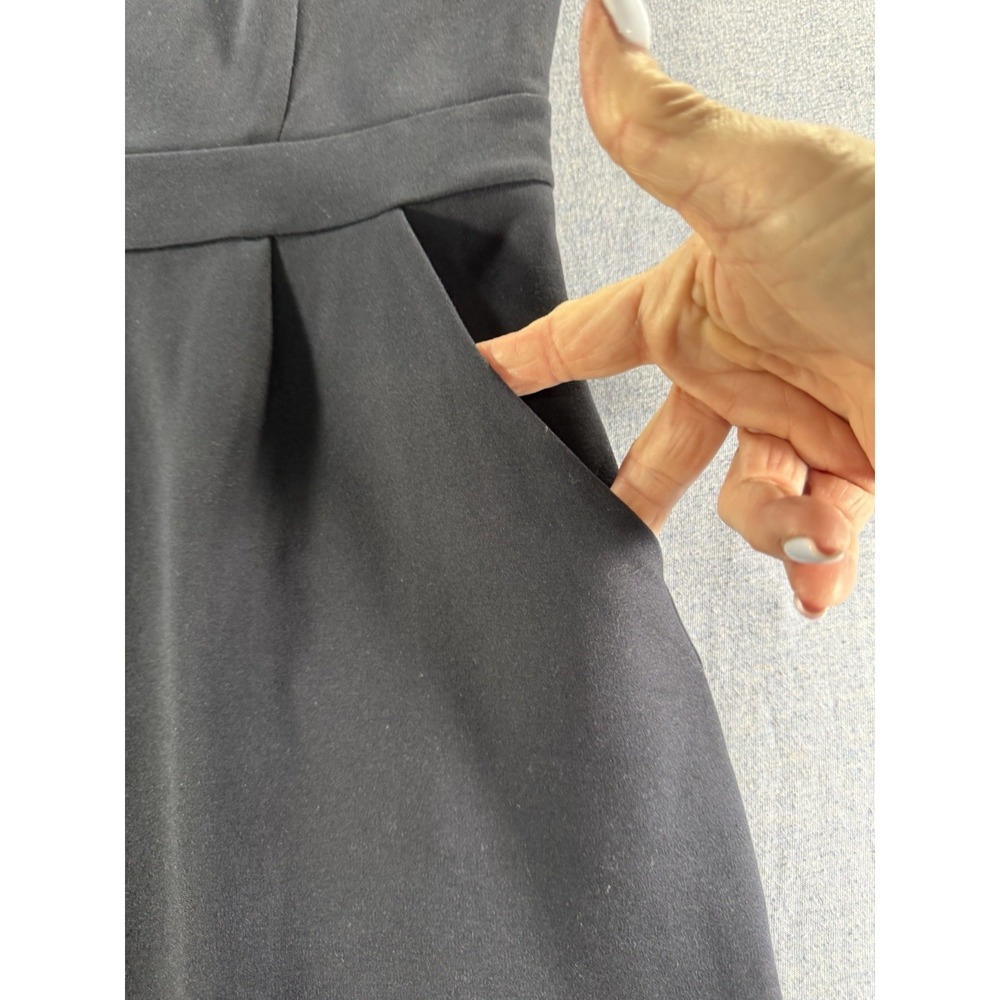 Quince Ultra Stretch Ponte Cap Sleeve Sheath Dress Black Women's Small Pockets - Picture 7 of 9